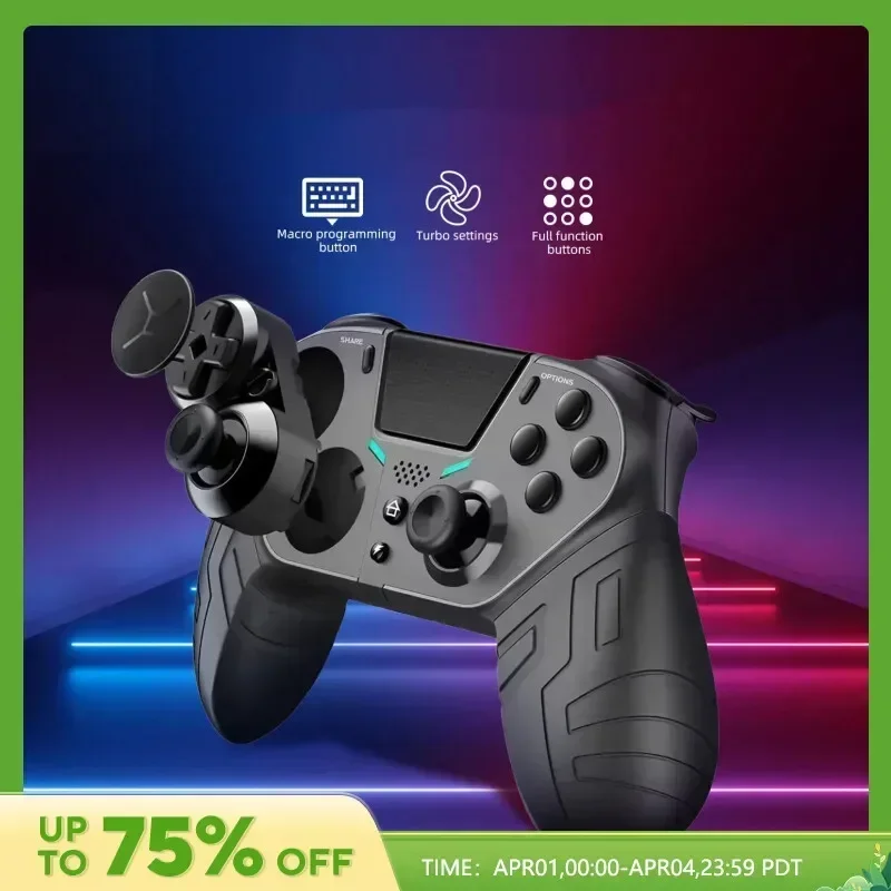 

For PS4 Wireless Controller Bluetooth Dual Vibration Gamepad Programmable Turbo Function For PS4 Console Android IOS PC Joystick