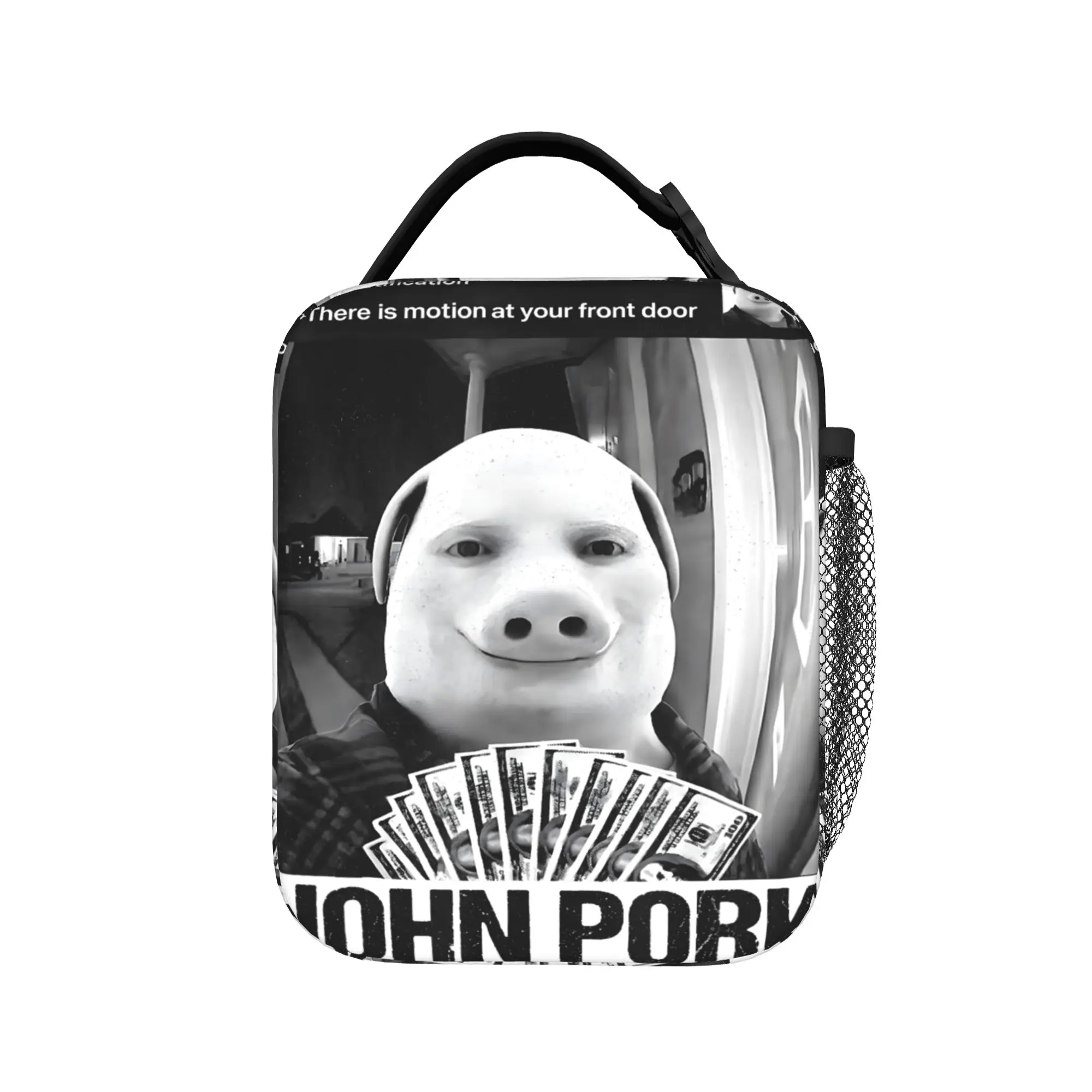 John Pork Motion at Your Front Door Doorbell Meme with Money Lunch Bag Lunch Box For Adult Outdoor Picnic Portable Cooler Bag
