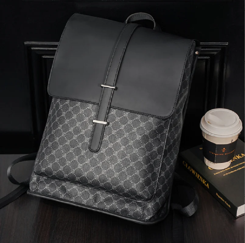 New Korean Fashion Trend High Quality Leather Travel Backpacks Men\'s Large Capacity Shoulder Bags School Bag Laptop Bagpack