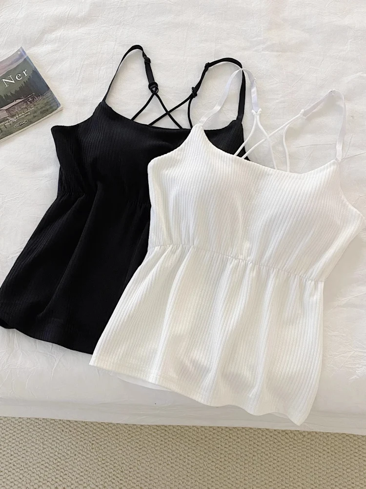 

plus Size Women's Korean Style Vest with Chest Pad Color Backless Strapless Summer Slimming Sexy Sleeveless Top