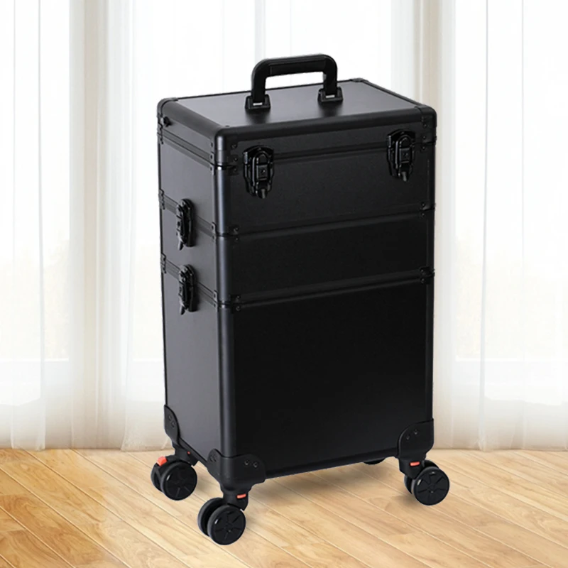 Makeup Organizer with led lights mrirror - Large Cosmetic Trolley, Salon & Barber Case Rolling Cart for Hairstylists