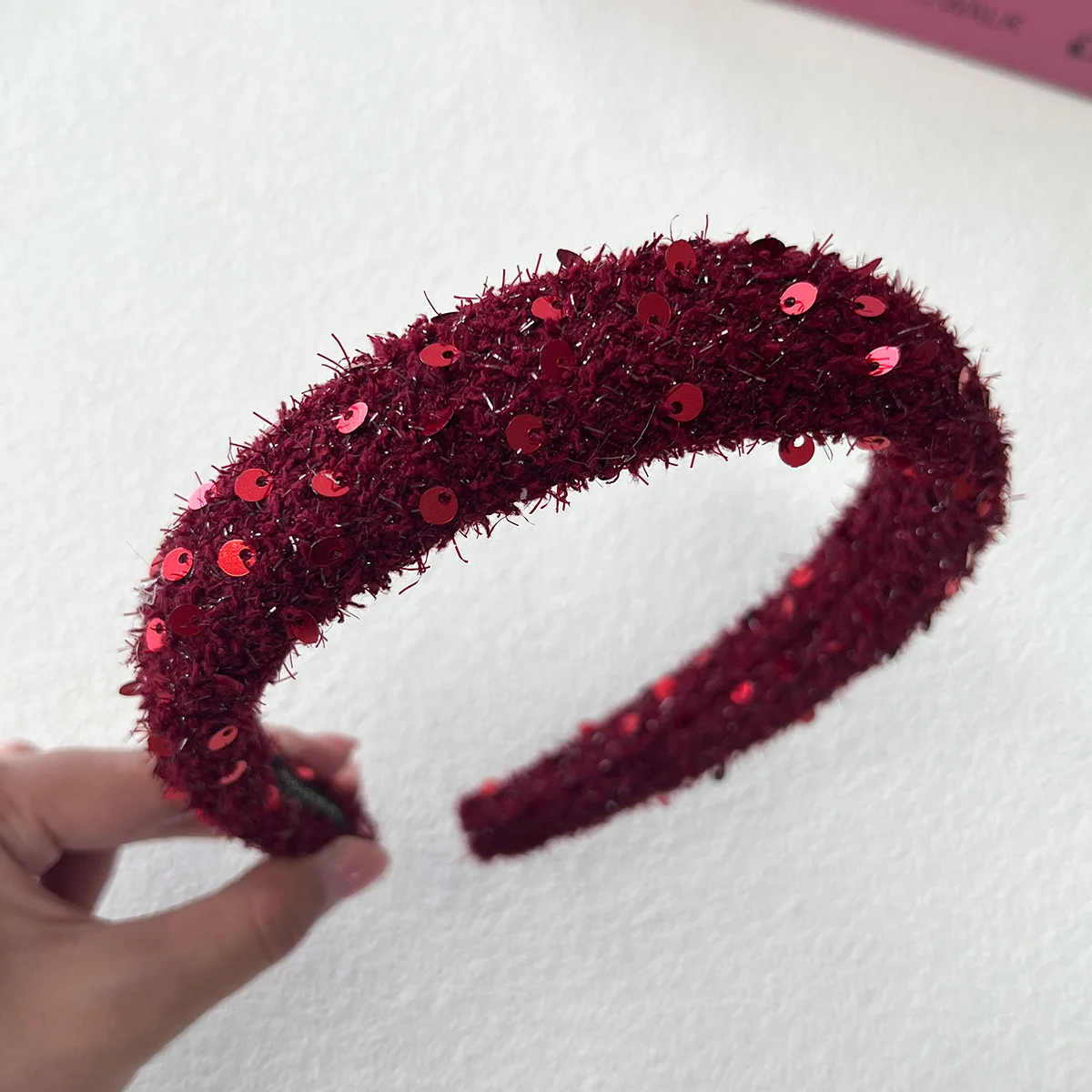 Warm Red Black Sequin Woolen Plain Sponge Hairband Headband Adult Hair AcceHairband Headband Adult Hair Accessories Hair Jewley