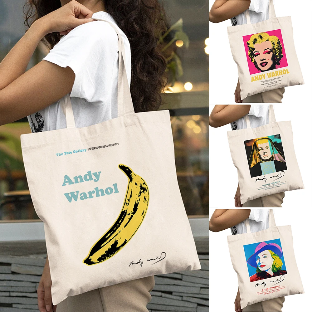 

Andy Warhol Flower Banana Lady Big Capacity Shopper Bag Women Shopping Bags Double Print Reusable Handbags Girl Shoulder Tote