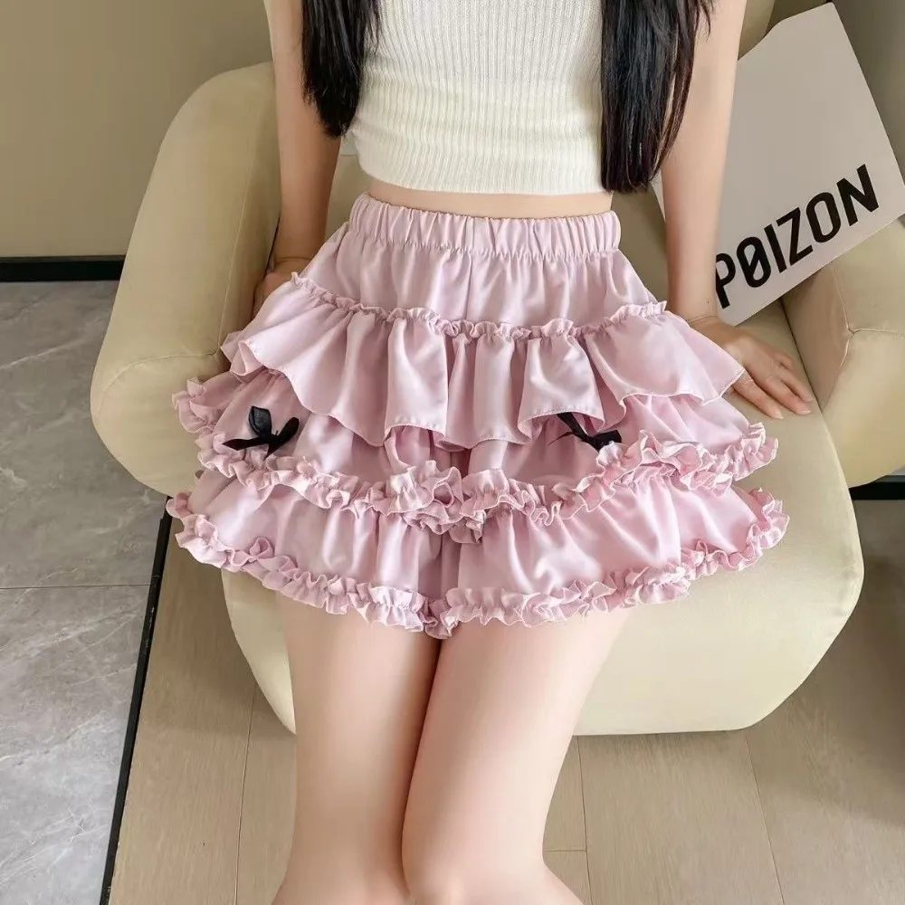 

Elegant High Waist Pleated Bubble Skirt Short Casual A Line Skirt Sweet Puffy Cake Skirt Women