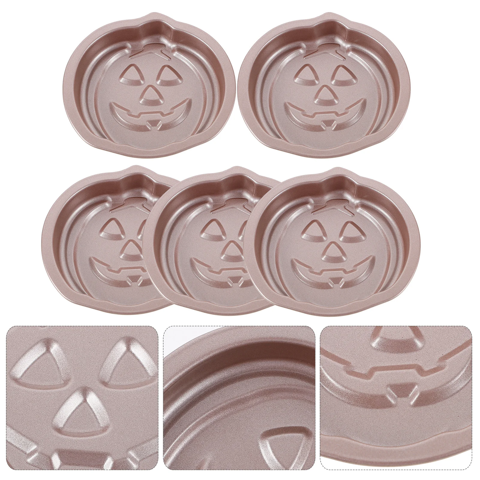 

5pcs Pumpkin Shape Baking Pan Carbon Steel Nonstick Removable Bottom Cake Mold For Home Kitchen Halloween Baking Tools