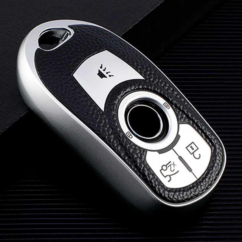 Leather TPU Car Key Cover Bag Case Shell Protector Keychain for Buick Encore Envision Excelle Lacrosse Regal Verano GX GL6