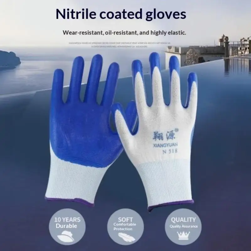 Nitrile Coated Knit Work Gloves 1 Pair Non Slip Safety Protective Gloves Industrial Construction Labor Gloves