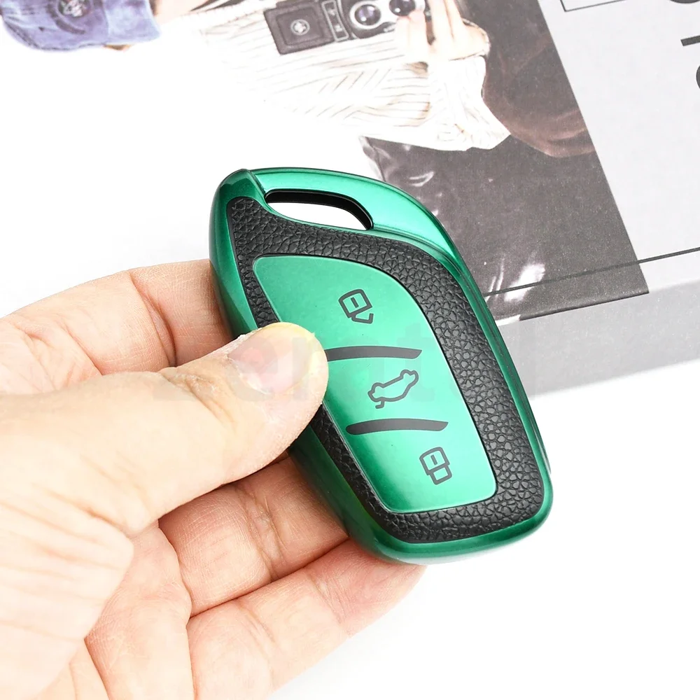 

TPU leather shell suitable for MG ZS HS 5 6 EZS remote control car keybox cover bracket of Roewe RX3 RX5 RX8 ERX5 I6 I5 keychain