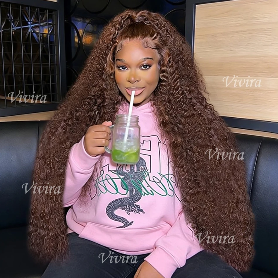 Chocolate Brown Human Hair Wig Deep Wave Lace Front Wig 13x6 HD Lace Frontal Wig 30 32 Inch 13x4 Colored Curly Human Hair Wig