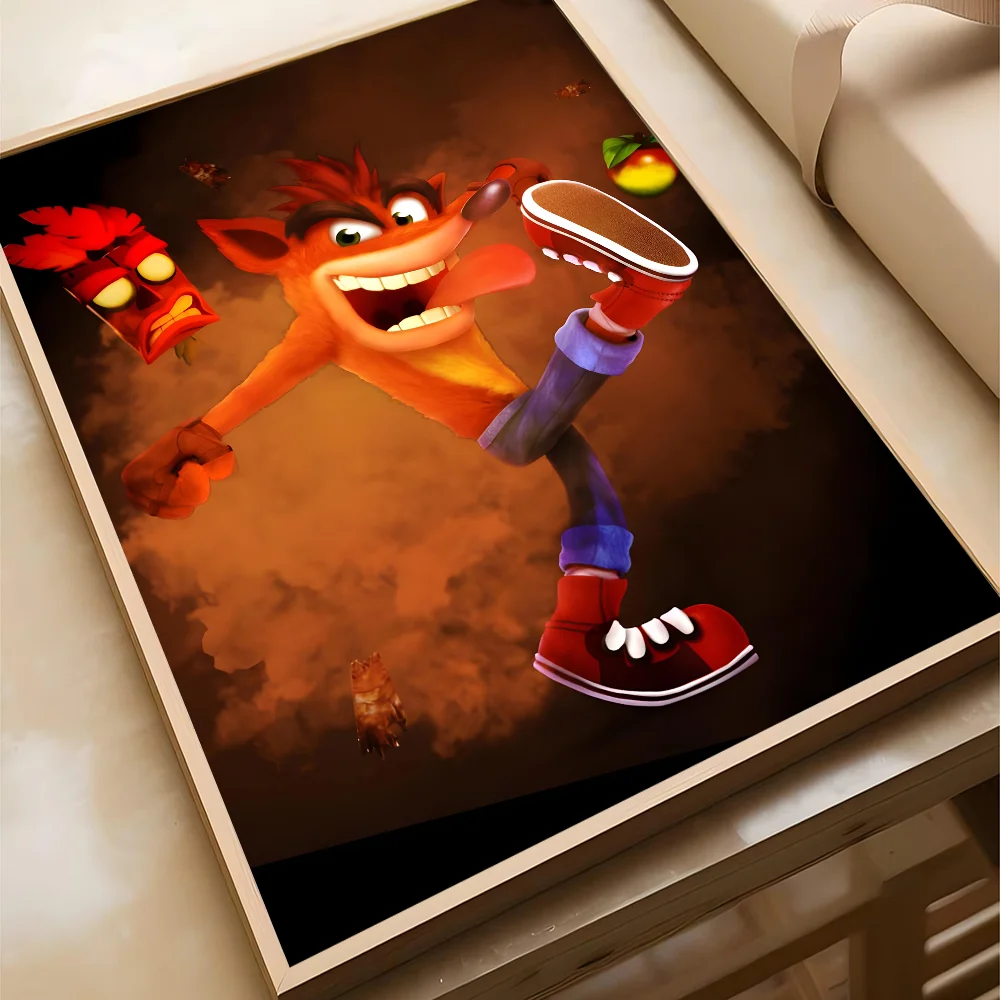 1pc Crash Bandicoot Game Poster Movie Sticky Posters Retro Kraft Paper Sticker DIY Room Bar Cafe Aesthetic Art Wall Painting