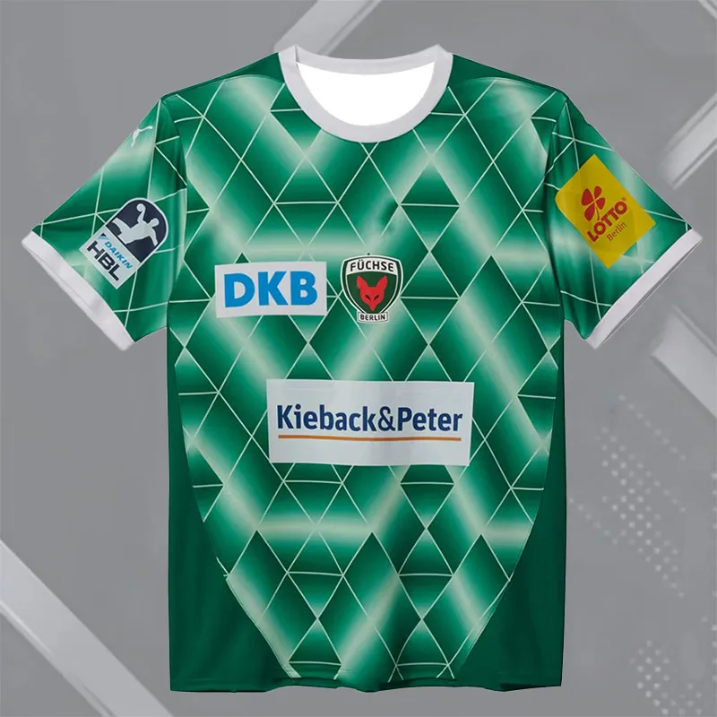 24/25 Füchse Berlin Udebanetrøje قميص كرة اليد ملابس رياضية موضة كبيرة الحجم للتدريب كرة اليد جيرسي تنفس الكبار والأطفال التي شيرت