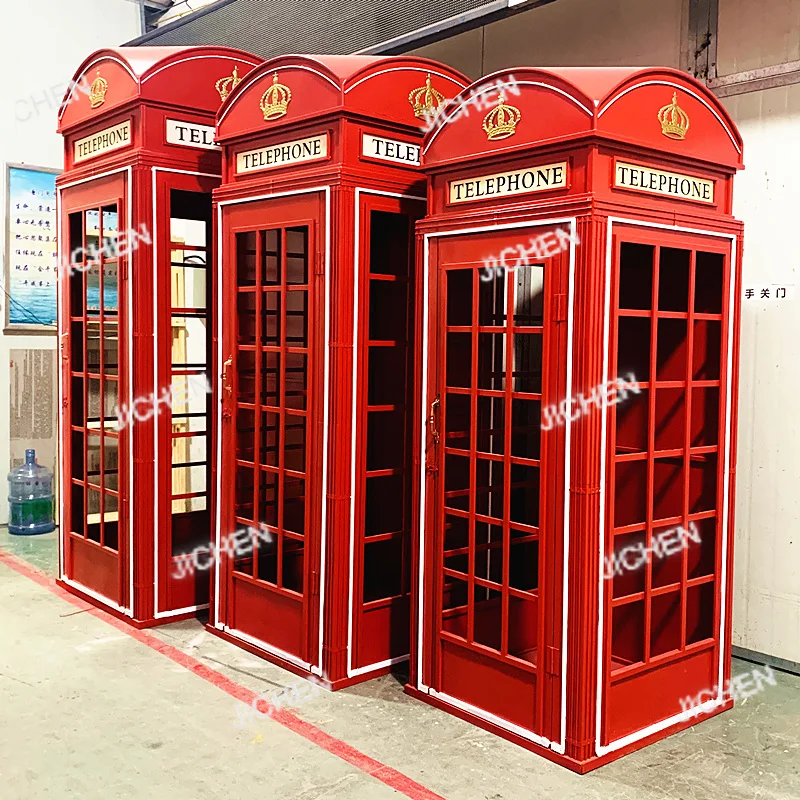 Teléfono rosa y cabina telefónica clásica de Londres, postbox, letreros callejeros y set de accesorios de compras en línea