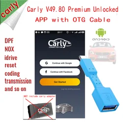 2026 APP Carly V49.80 Premium Unlocked for BMW Diagnose Program Full Function Android + OBD2 20PIN adapter + OTG cable nitro