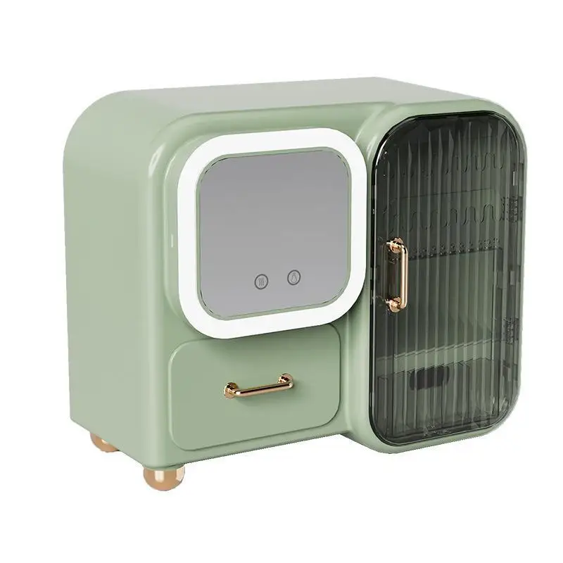 

vanity case with free mirror case, desktop skin care, dust-proof dressing, integrated storage rack, mirror table.