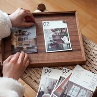 Black Walnut Wood Tablet Stand Multi-Functional Desktop Display Photo Frame Magnetic Ipad Holder Office Decor Desk Organizer