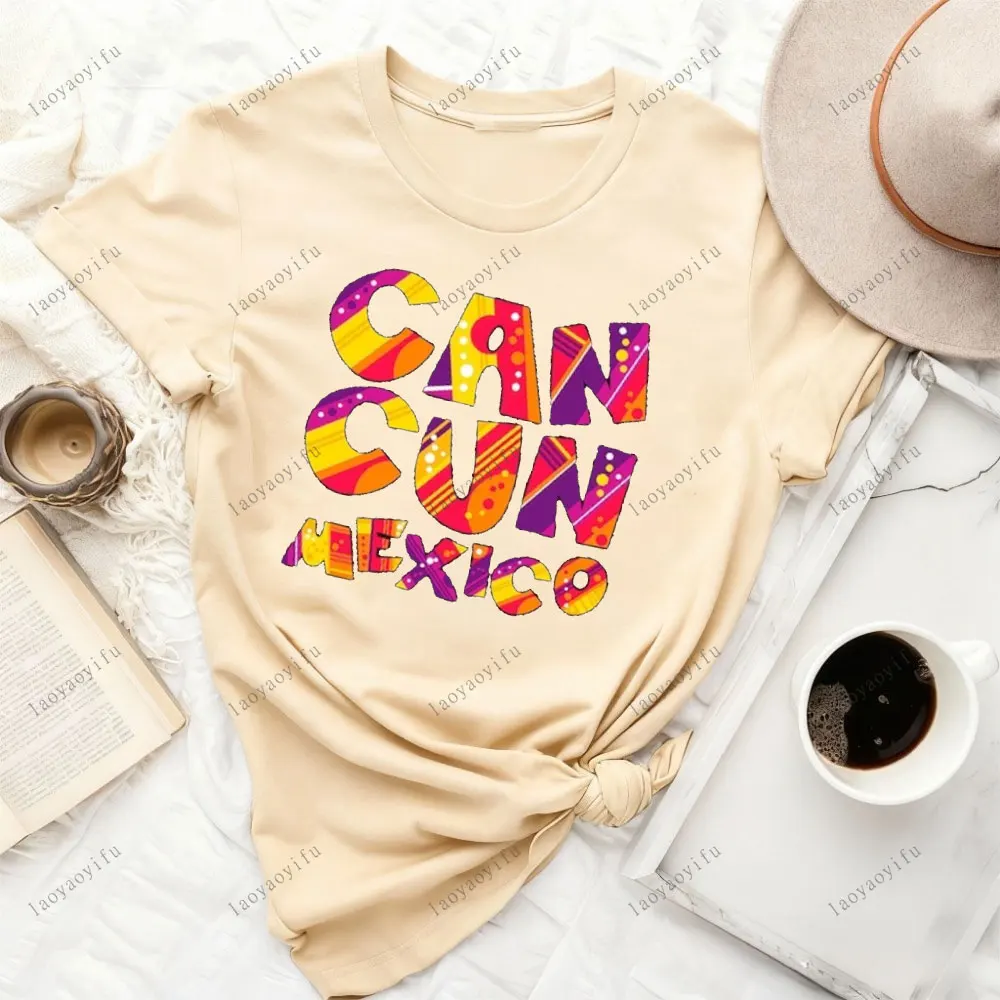 

Cancun City in Mexico Bound Travel Vacation Holiday Cute Funny Family Friends Cotton T-Shirt Gift Unisex Travel Souvenirs Tops