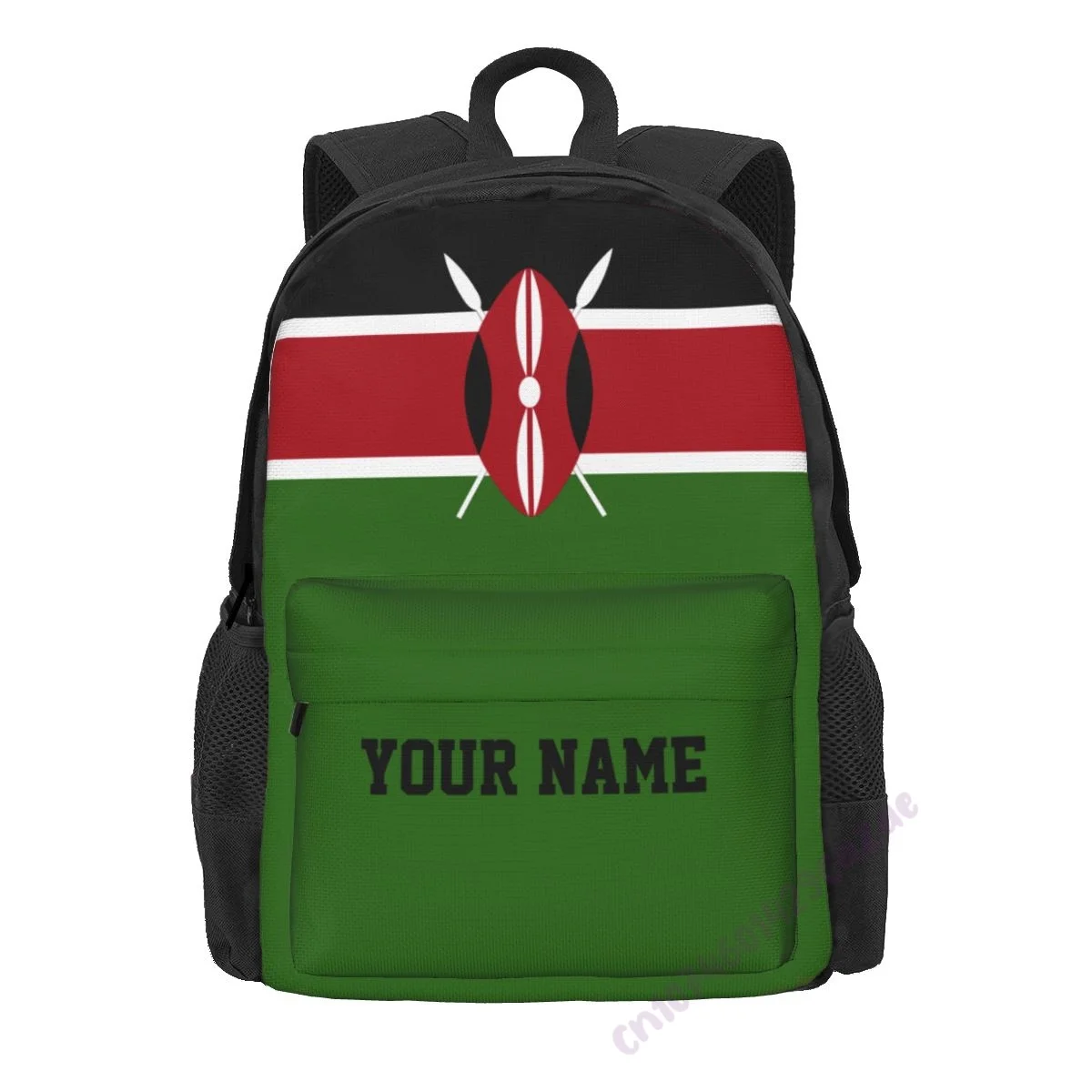 Custom Name Kenya Flag Polyester Backpack For Men Women Travel Bag Casual Students Hiking Travel Camping