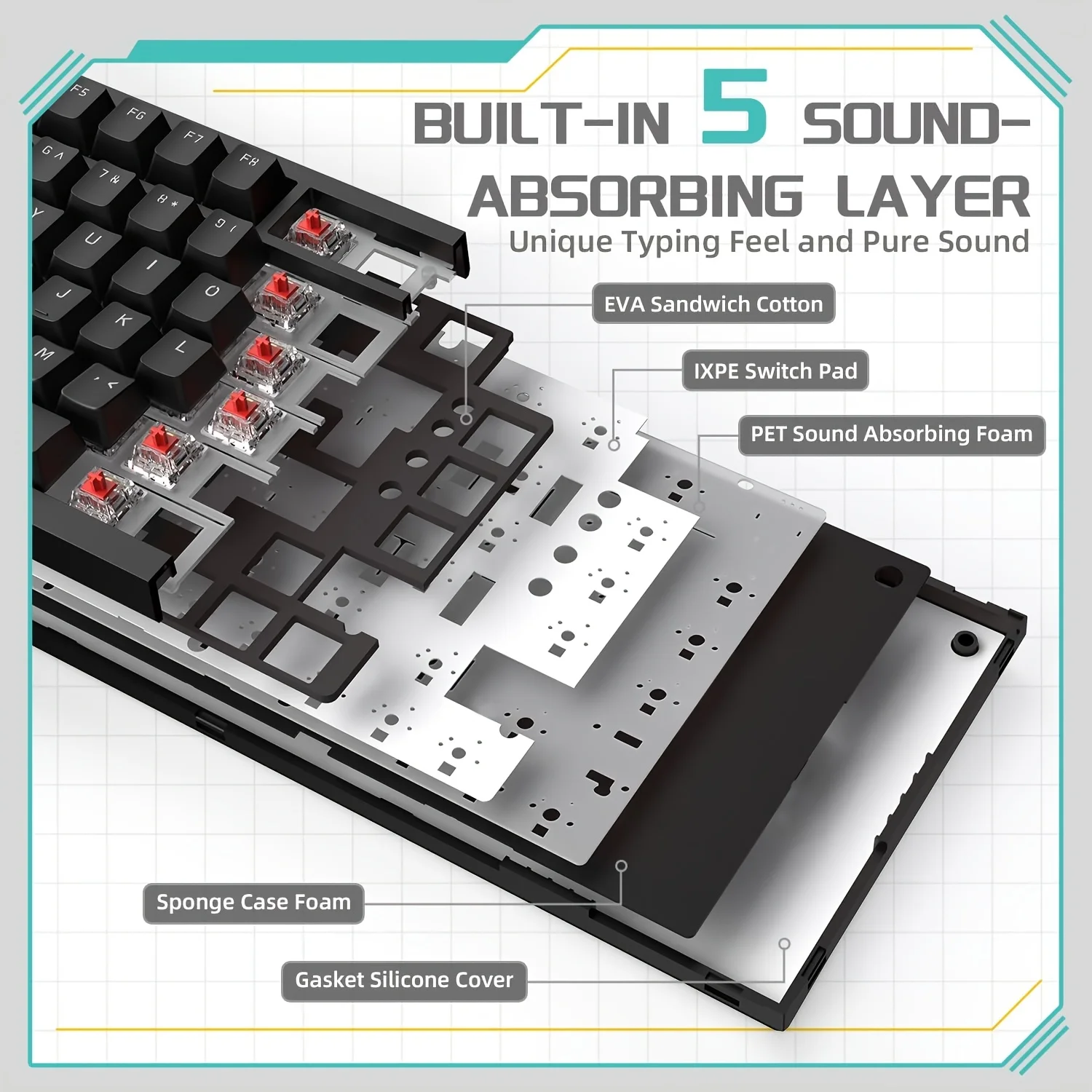 Ajazz Ak820 Wired With Rotary Volume Buttons Hot Swappable Keys For thumbnail 4