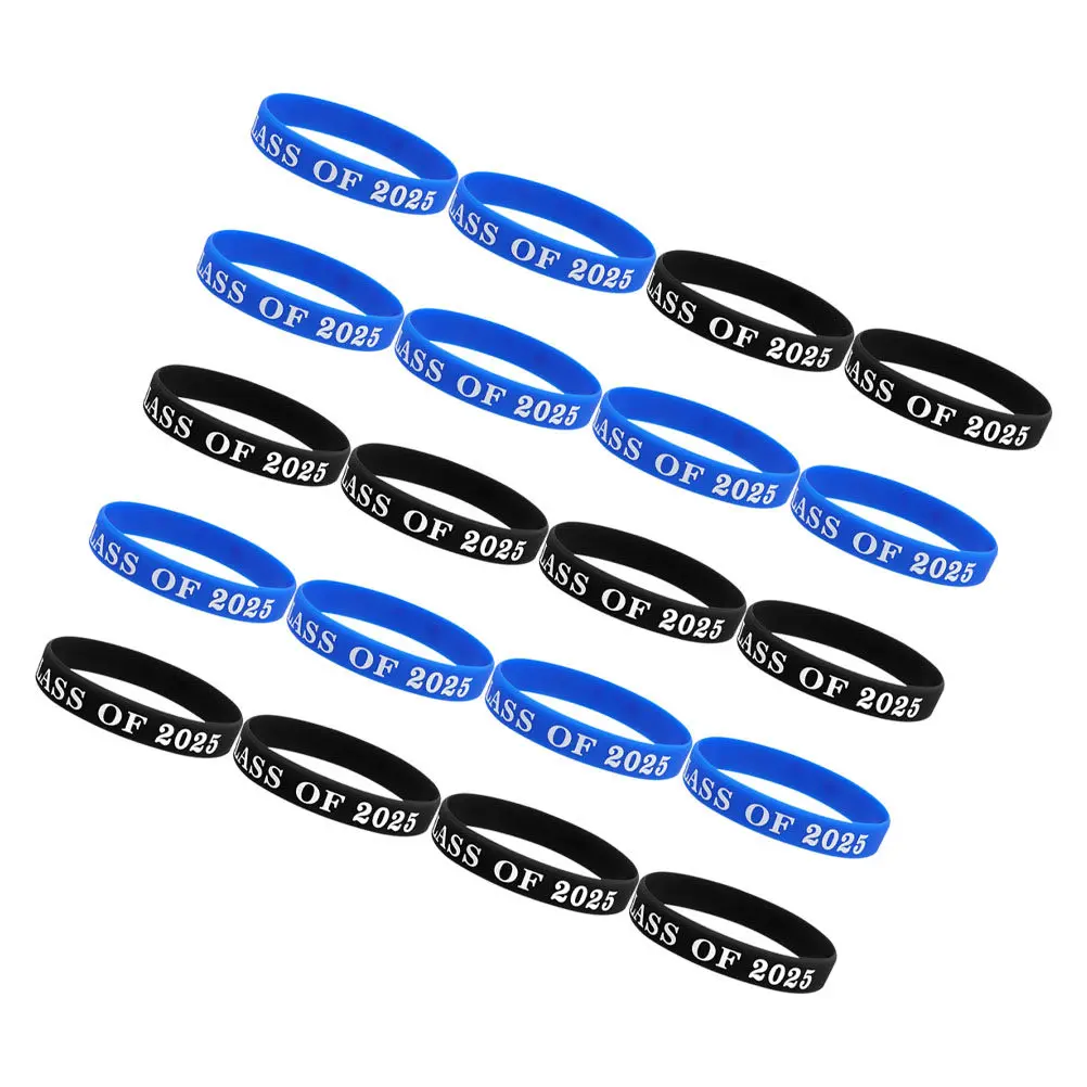 

20Pcs Graduation Silicone Bracelets Stylish Comfortable Stretchy Wristbands for Students Teachers Family Graduation Decorations