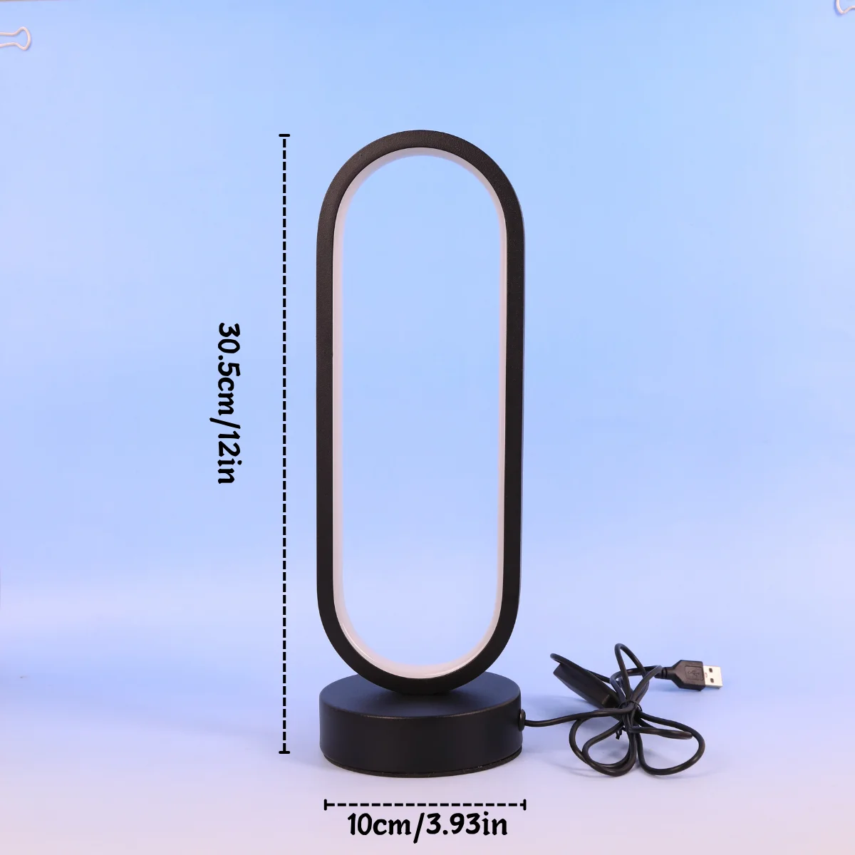 1pc USB powered LED desk lamp with 3-color circular beam, bedside lamp, eye protection, night light, bedroom view 6