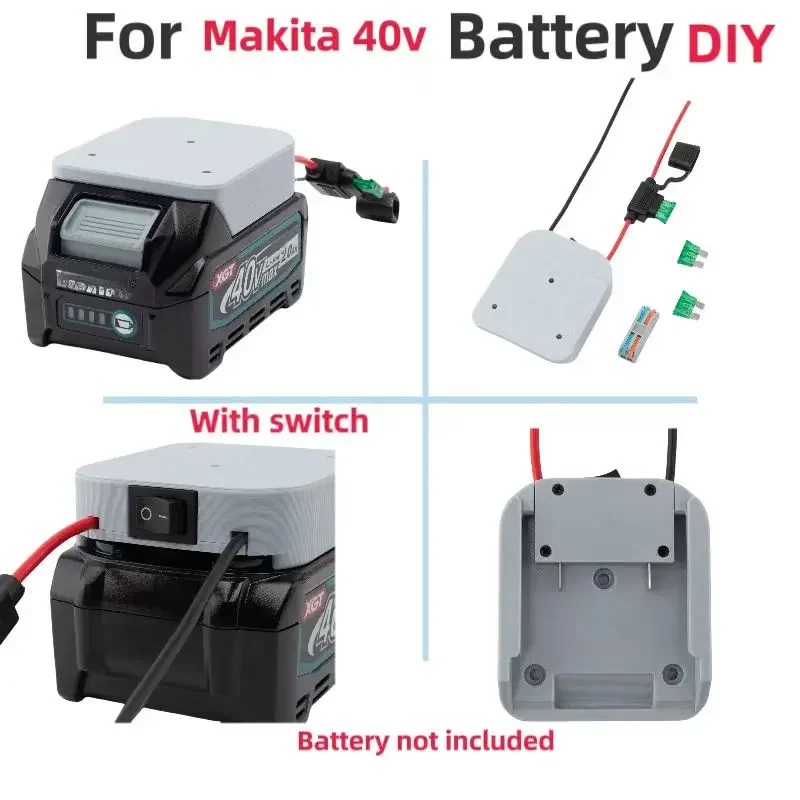 Power Wheels Adaptor for Makita 40V Li-ion Battery w/fuse Holder And Switch Terminal DIY Adapter Block 14AWG For Control Car Toy