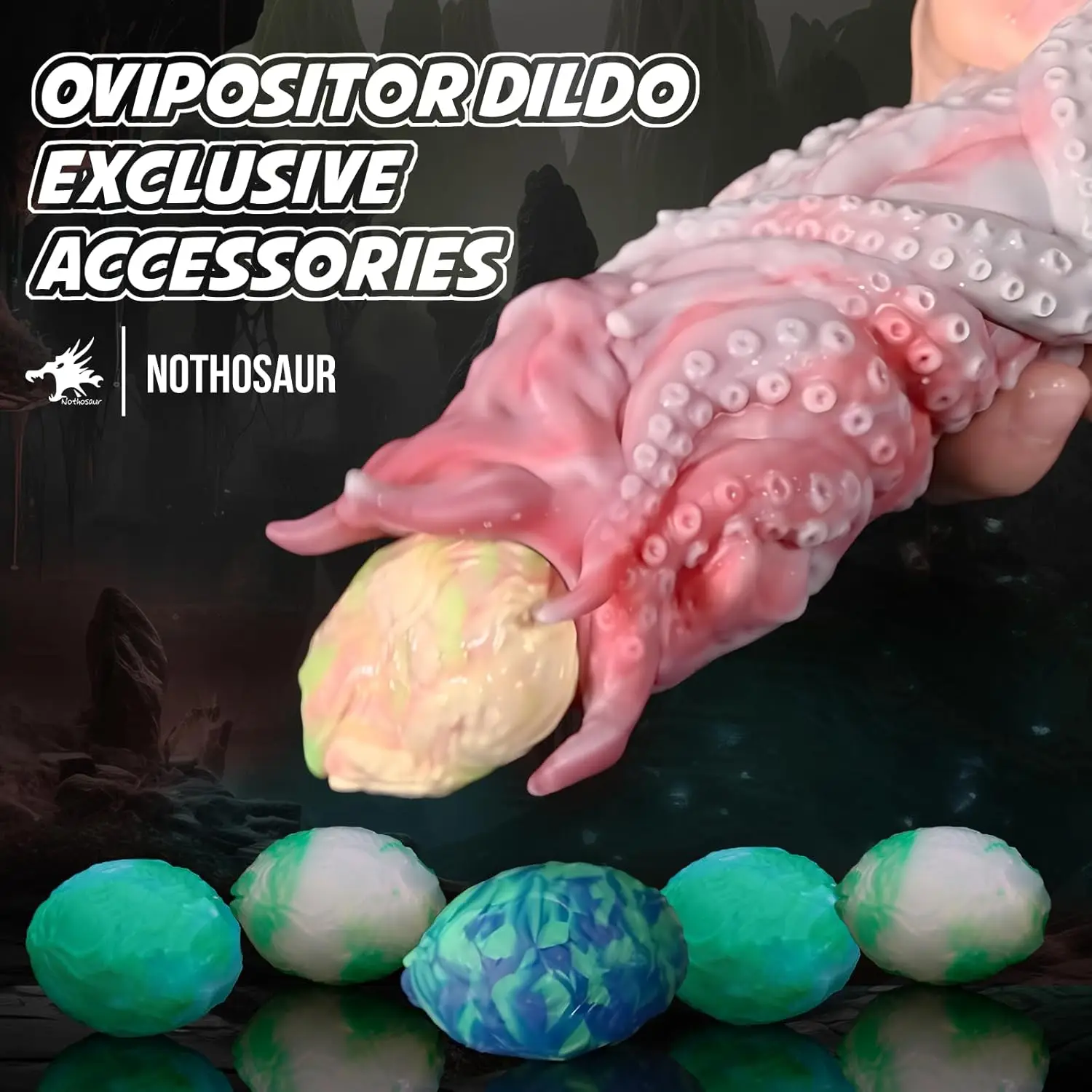 مجموعة من 6 قطع، 0.98 بوصة Nothosaur「OGG"، بيضة سيليكون بلاتينية لعبة الجنس Ovipositor، المكونات الشرجية دسار الشرجية، البيض، القطار الشرجي