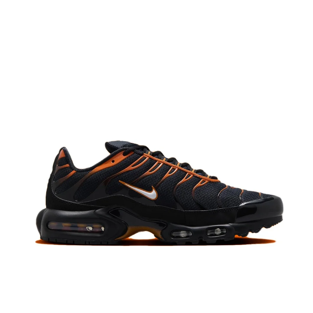 Nike-Air Max Plus TN chaussures de course, baskets basses pour hommes, confortables, absorption des chocs, décontractées, noir et orange