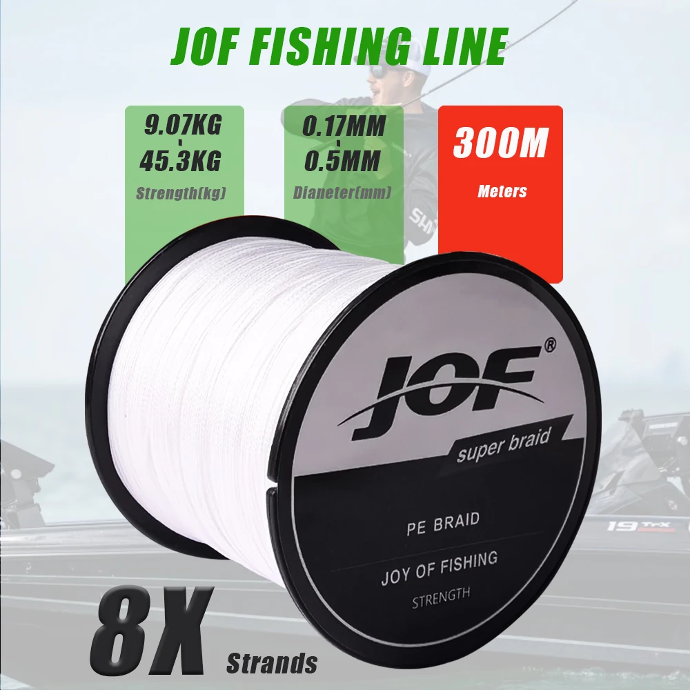 JOF Fishing Line 500M 300M 1000M Multicolour PE Braided Wire X8 Strand Super Strong Multifilament Japanese PE Line