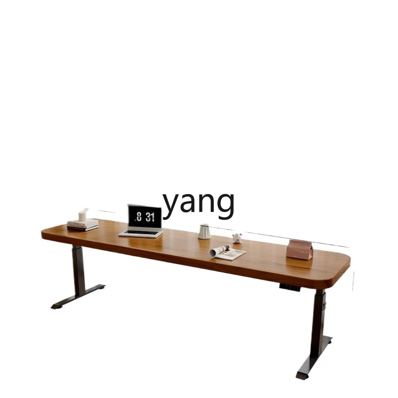 

LTT balcony narrow strip table solid wood double long strip computer desk hand-cranked electric lifting table
