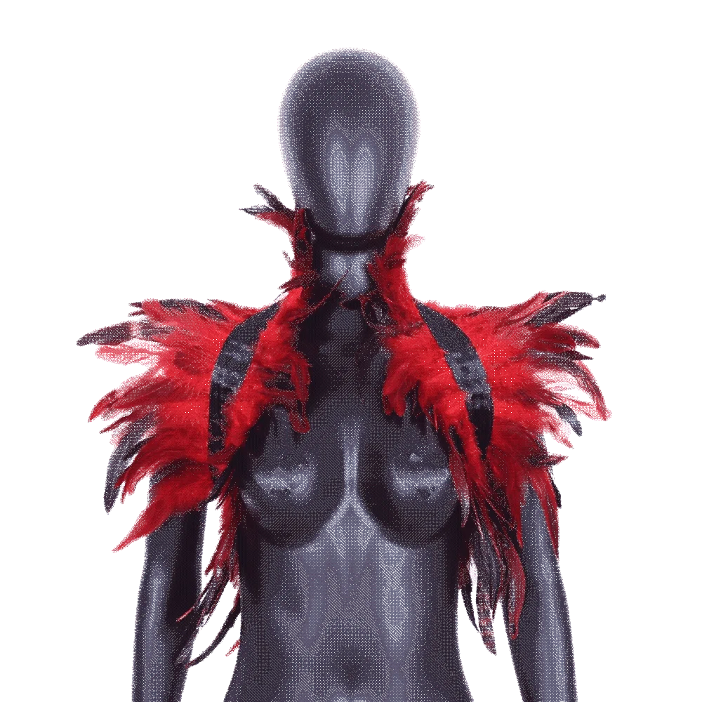 

Costume Luxury Feather Shawl Halloween Retro Adjustable Feather Shrug Shawl Gothic Shoulder Fake Collar Stage Show