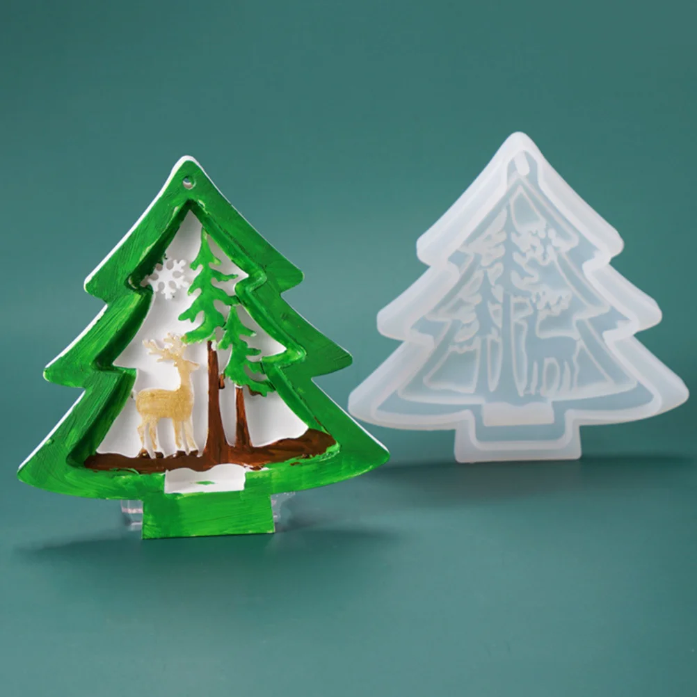 

Transparent Flexible Silicone Mold Christmas Theme DIY Manual Mold for Epoxy Resin Crystal Xmas Tree Ornament DIY Accessories