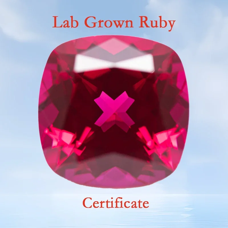 

Lab Grown Ruby Square Cushion Shape Red Color Gemstone Charms Beads for DIY Jewelry Making Bracelet Selectable AGL Certificate