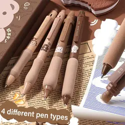 4PCS/Box Erasable Gel Pen ST Tip Press Type Ballpoint Pen Soft Cloud Grip 0.5mm Black/Blue Ink Writing Tools Student Specific