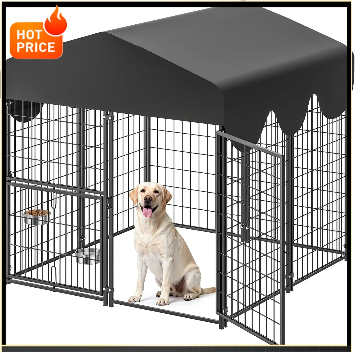 

Бестселлер: Уличный вольер для собак 4x4.2x4.5 футов, металлический, сверхпрочный, с поворотной дверцей и 2 регулируемыми мисками, для использования на улице