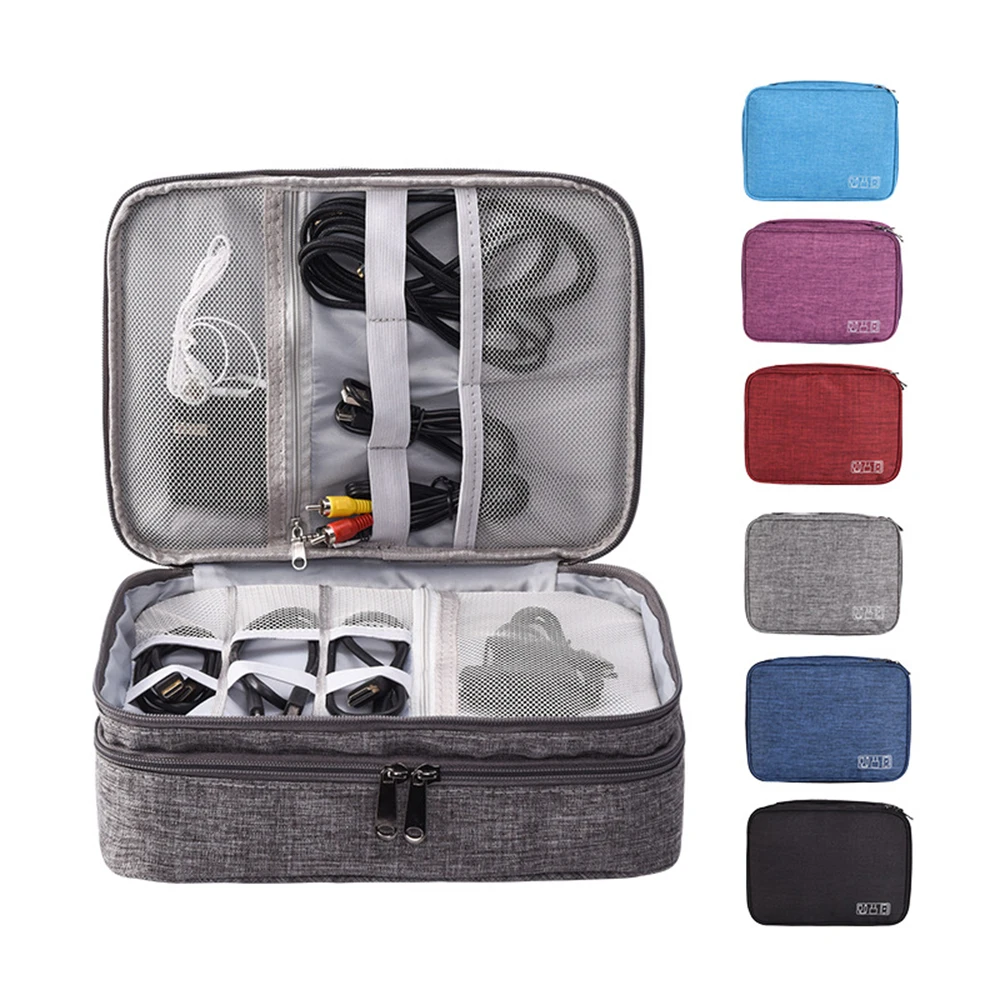 3 Layer Portable Digital Package USB Data Cable Charger Earphone Wire Power Bank HDD Organizer Bag Travel Kit Storage Case Pouch