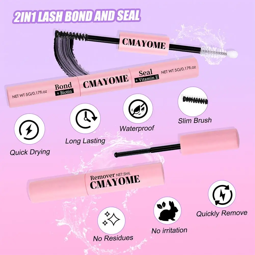 Clusters individuais pretos profundos cílios volume fofo colar de cílios postiços e kit de cola de vedação 50d 60d conjunto de extensão de cílios naturais