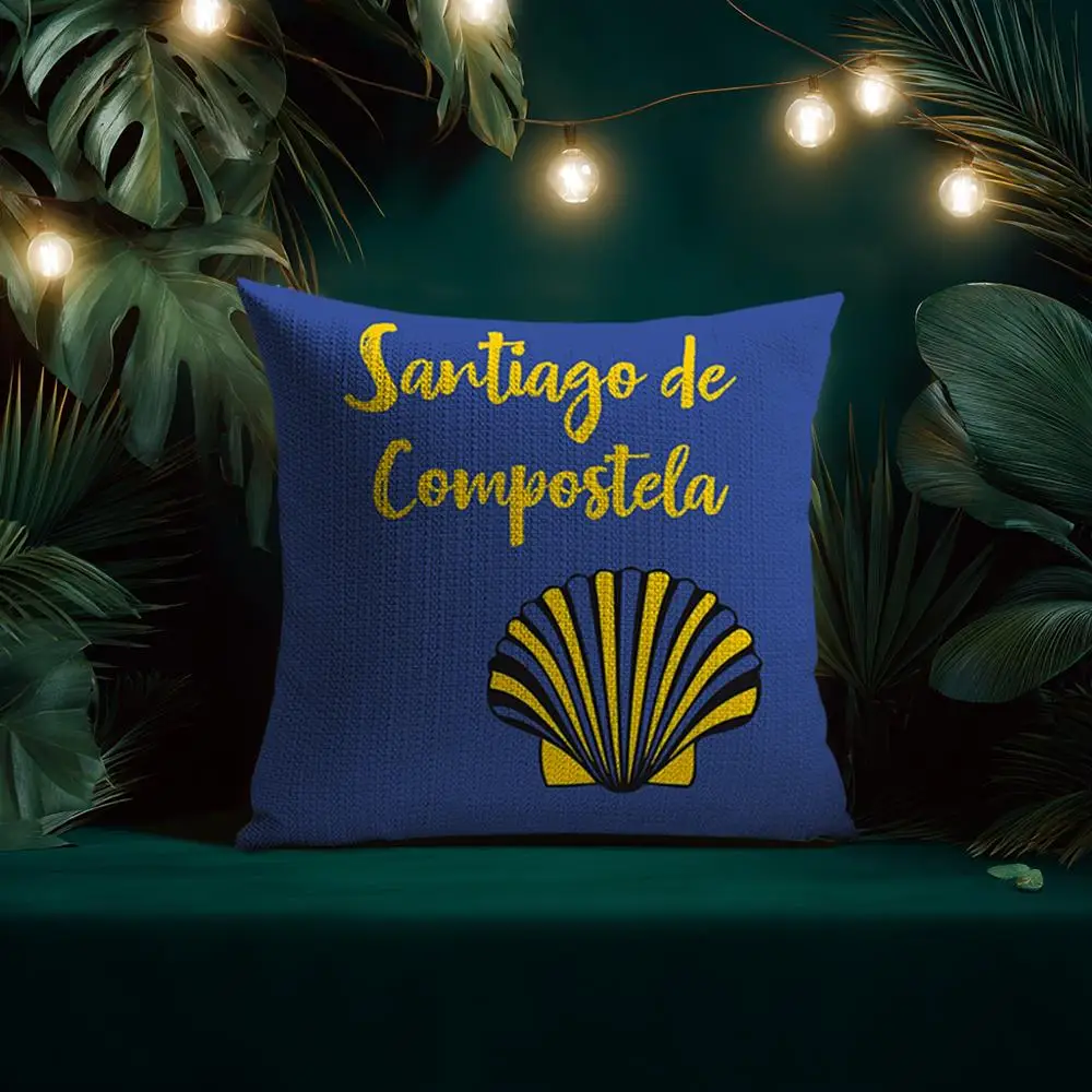 كيس وسادة من فيلم C-Camino de Santiago مصنوع من قماش الكتان الطبيعي وطباعة على الوجهين ومسامي مثالي للديكور المنزلي #3