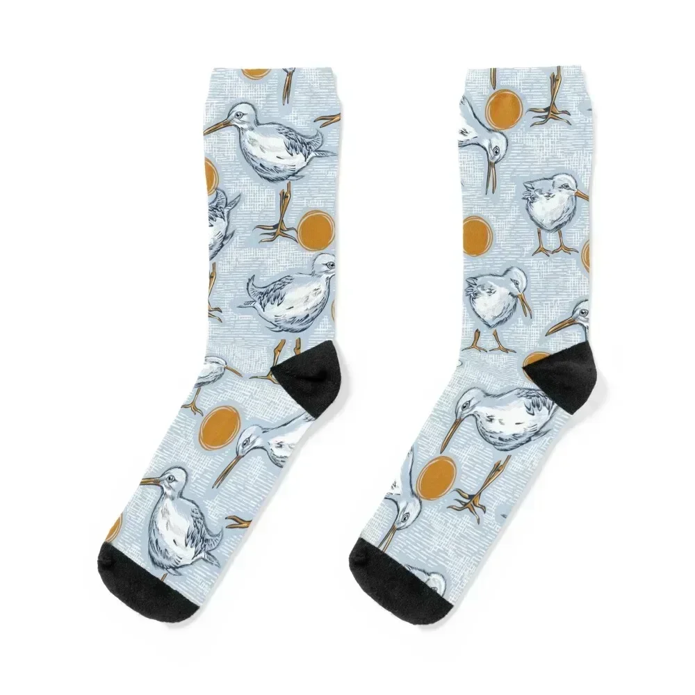 

Sunny Sandpipers Pattern Pale Blue Socks Rugby man cute Socks Women's Men's