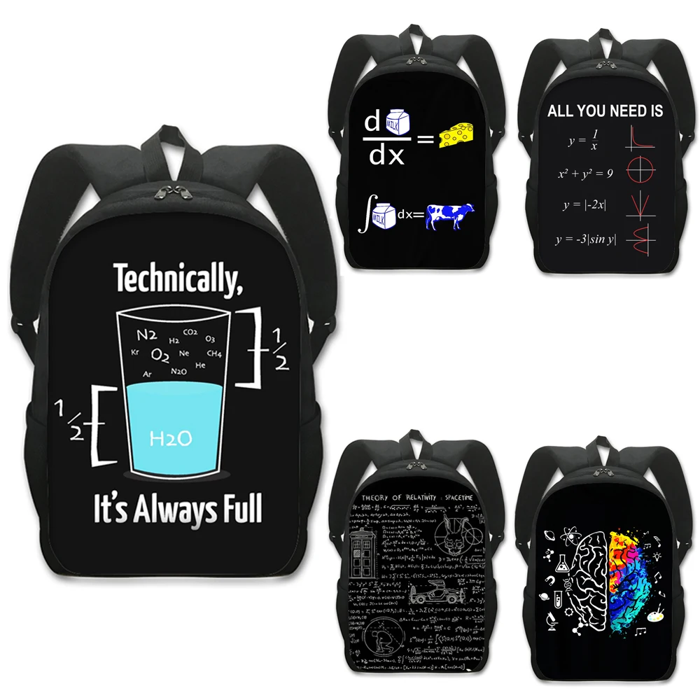 

Funny Math Formula Science Humor Backpacks Geometric Algebra Equation Children School Bags for Teenager Daypack Student Book Bag