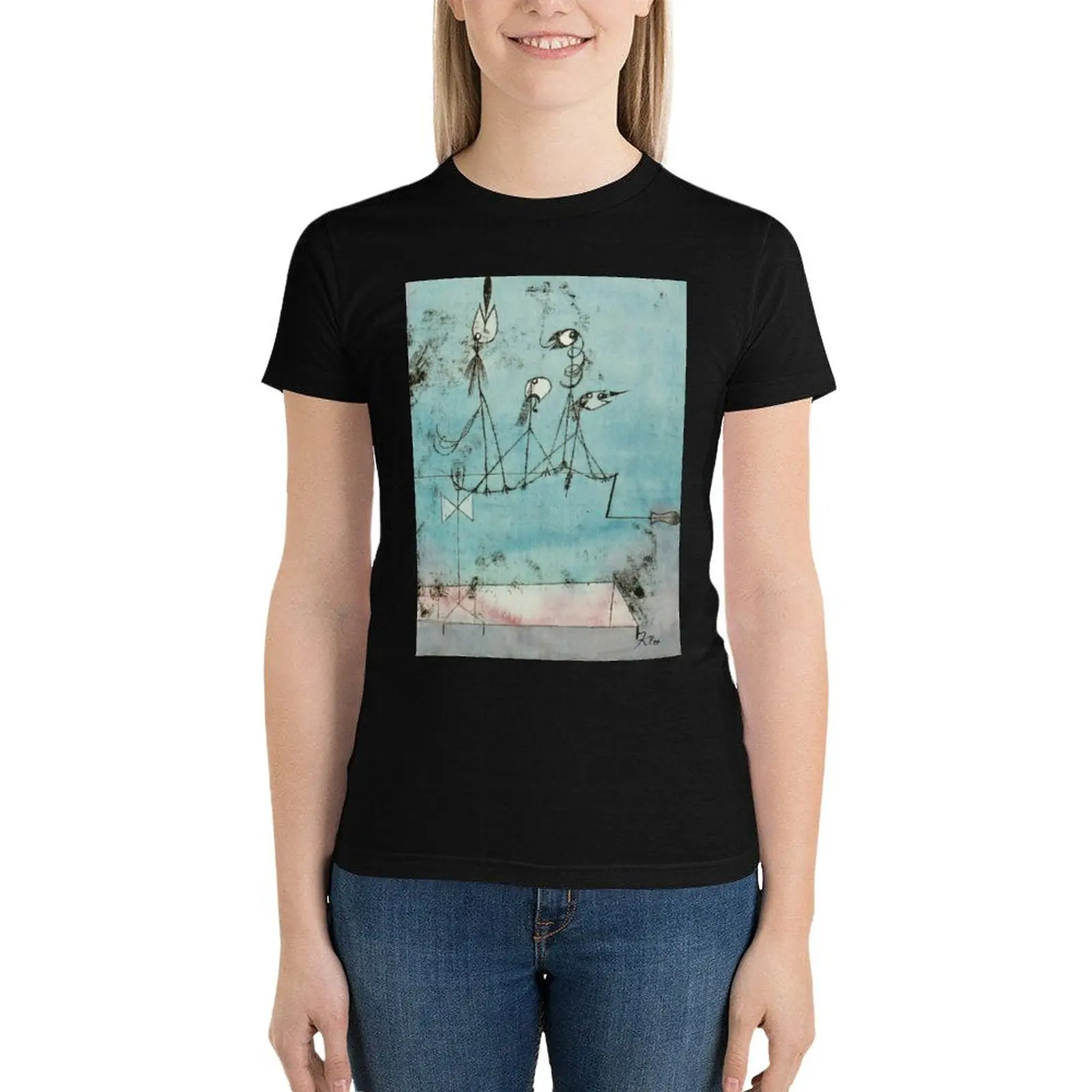 Twitterende Machine Met Handtekening | Paul Klee Twitter-Geïnspireerde T-Shirt Blouse Dames Vintage Kleding Zomer Tops T-Shirts Voor Vrouwen