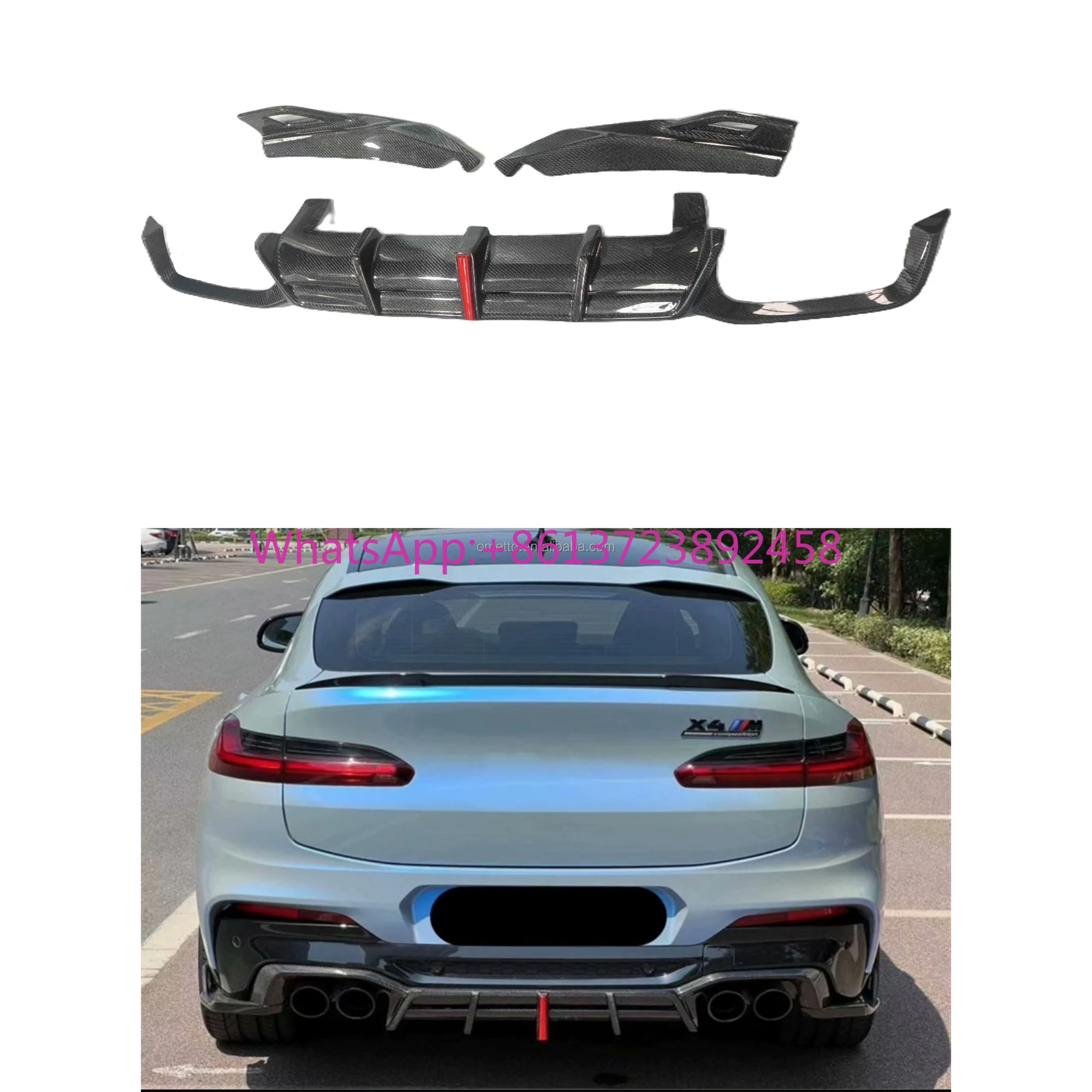 

Factory Sales G01 G02 Carbon Fiber Rear Diffuser With Light for BMW X3M F97 X4M F98 Rear Bumper Lip Body Kit 2019-2023