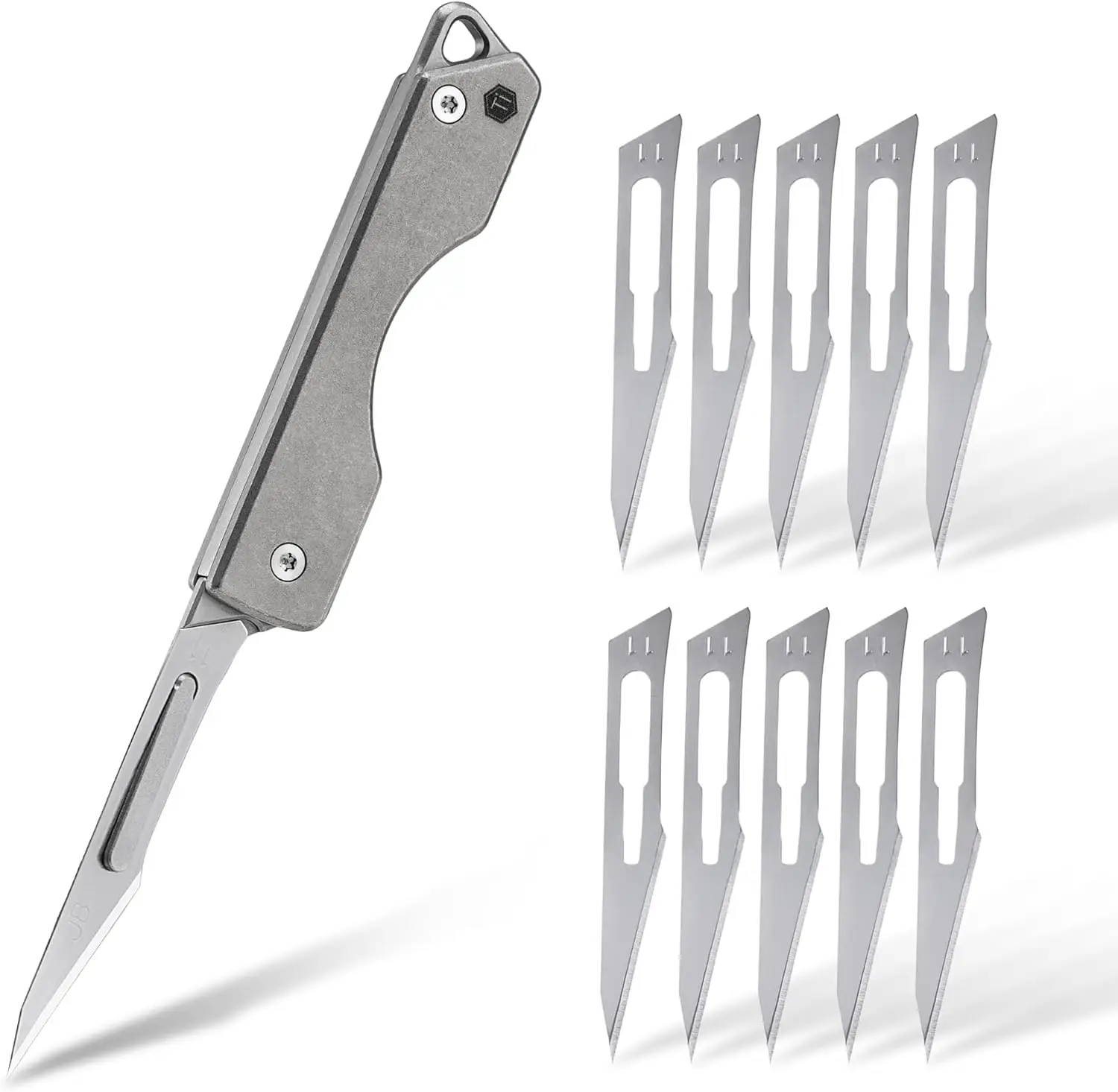 

Складной нож KeyUnity KK01S Titanium и KA39 # 11 сменных лезвий для охоты, кемпинга, рыбалки, походов на природе для мужчин и женщин