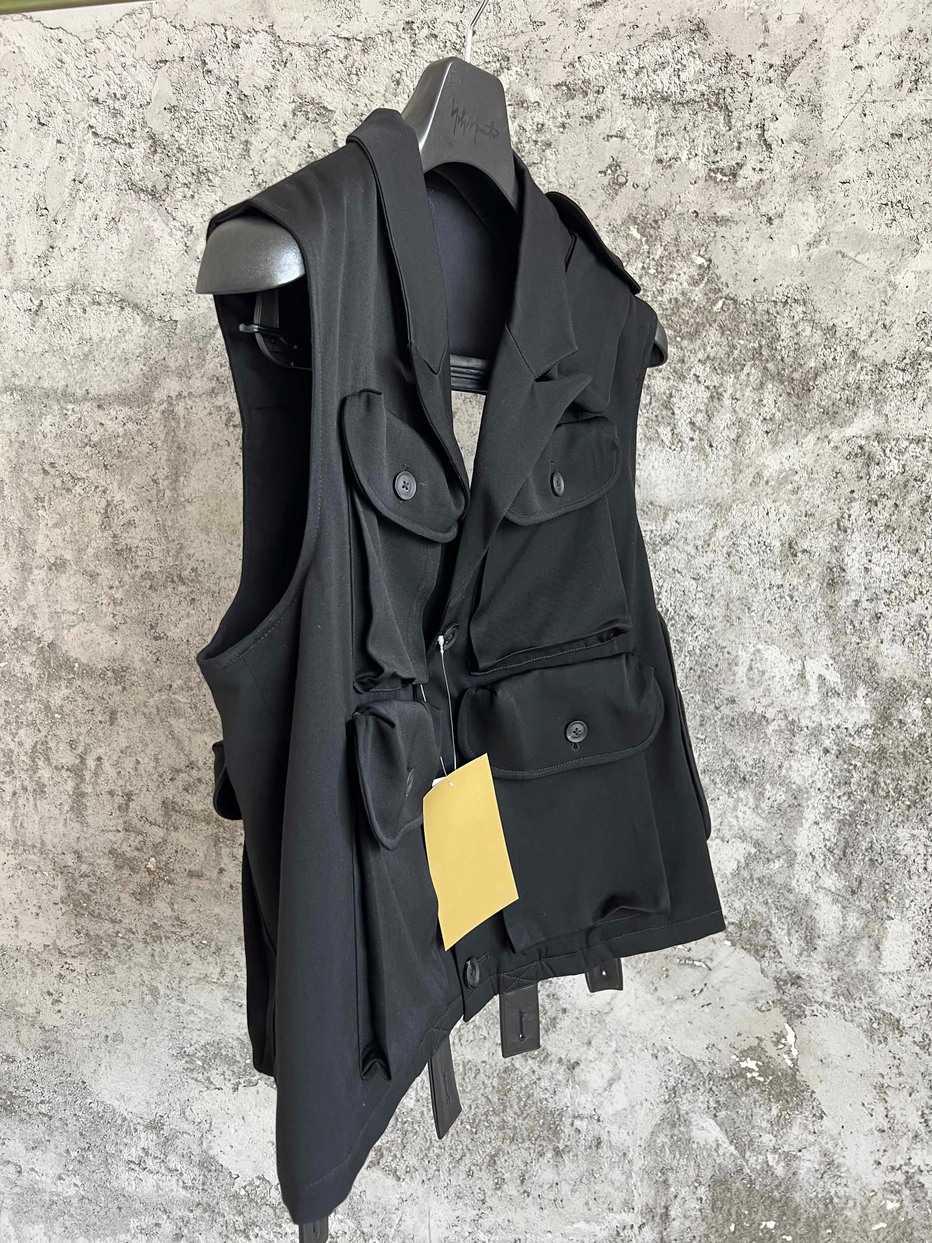 TOP-YAMAMOTO multi-pocket design, hollowed-out back design, suit collar, long-sleeved jacket