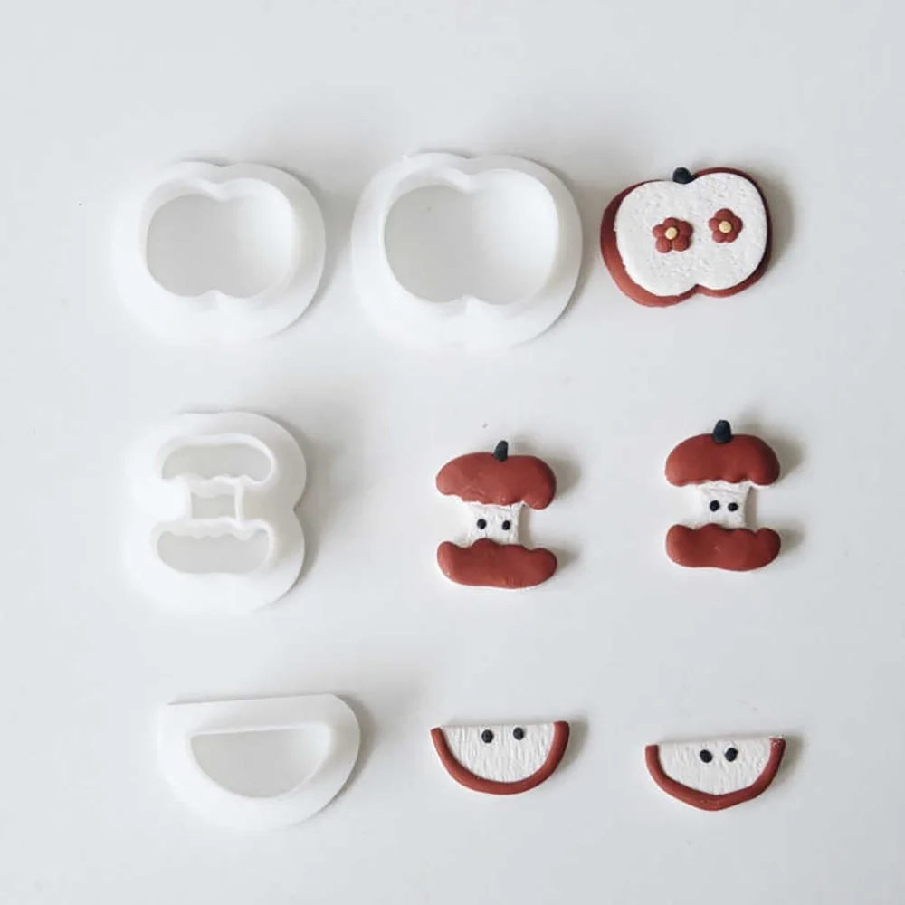 Fruit Shape Soft Pottery Earrings Polymer Clay Cutter Apple Cute Mould for Earring Jewelry Pendant Making DIY Tool