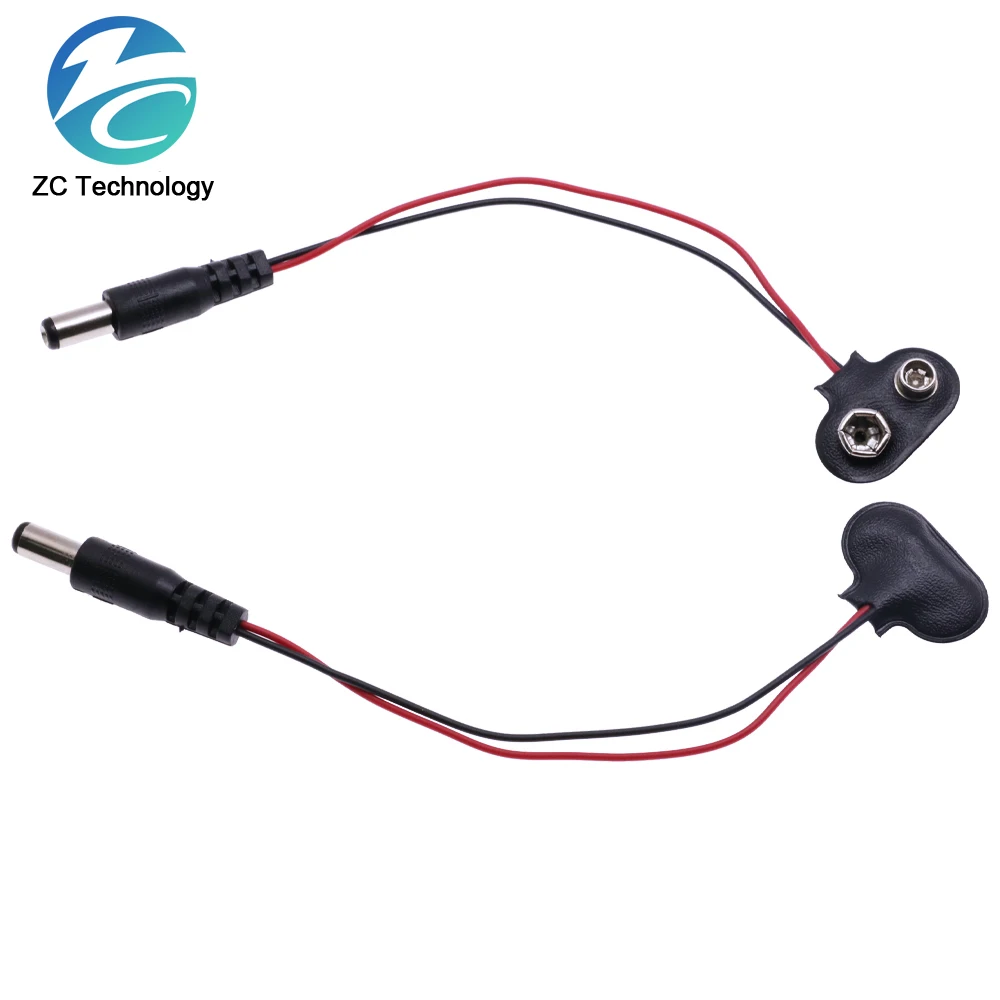 DC 9V Battery Button Power Cable Battery Buckle Snaps Power Cable Connector DC5.5*2.1 For Arduino