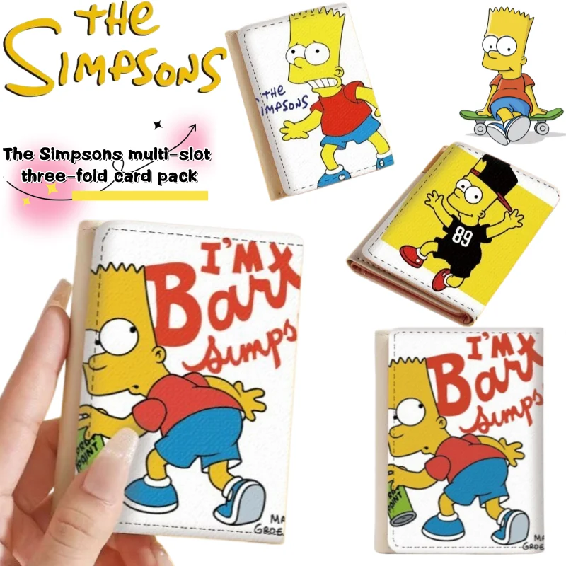 

The Simpsons Homer Marge Bart small wallet high-value cartoon print creative large capacity durable tri-fold multi-card slot bag