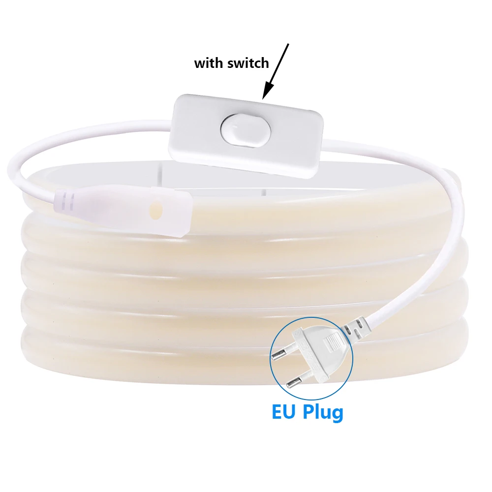 220 V Dimbare COB LED Neon Strip Licht Dimmer Plug Kit Waterdicht 288 LED Flex Buislamp Hoogte Helder Warm/Natuurlijk Wit - afbeelding 1
