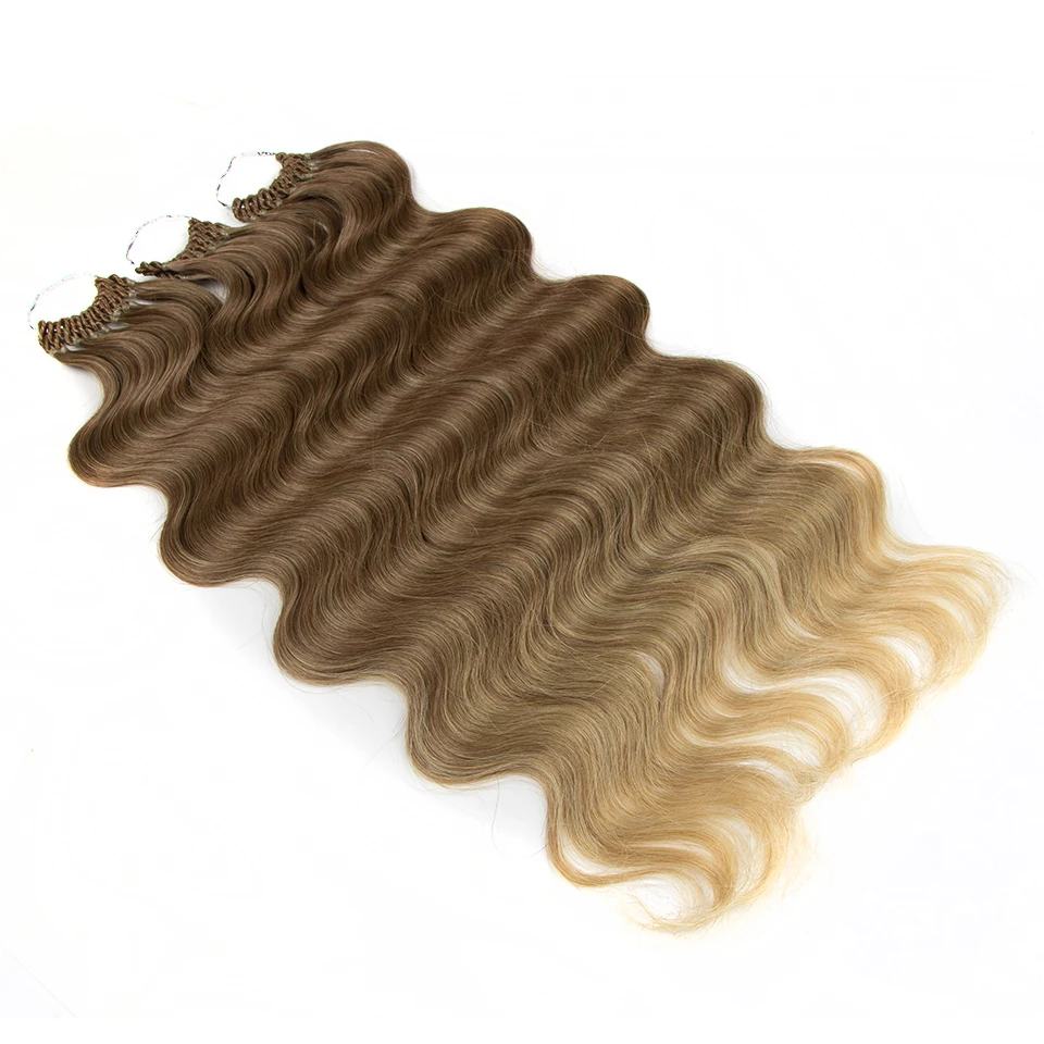 Bella Body Wave Crochet Hair 22 Inch Soft Long Synthetic Hair Braids Natural Wavy Ombre Brown Blonde Loose Wave Hair Extensions