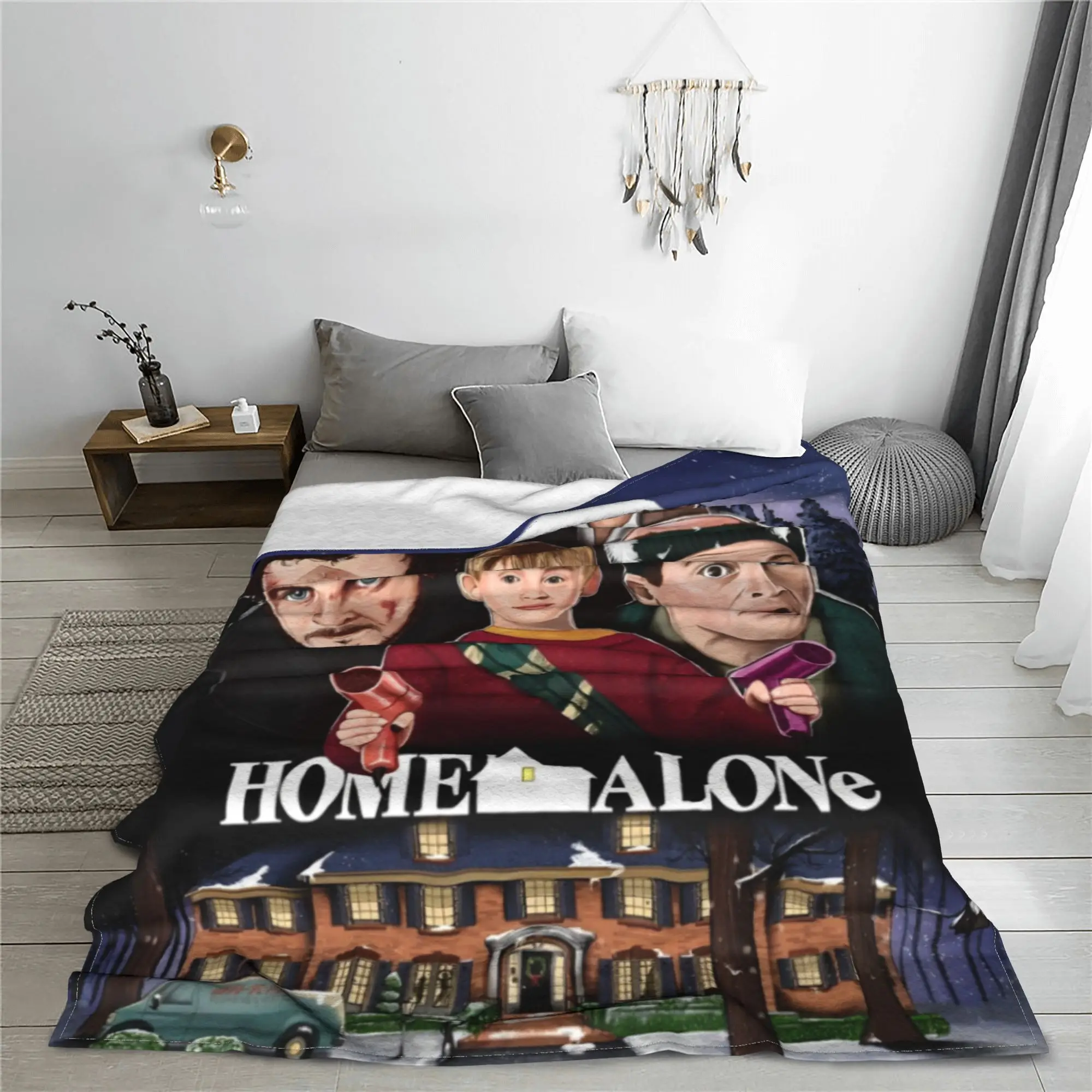 Home Alone Cartoon Cute Blankets Macaulay Culkin Wool Vintage Warm Throw Blanket for Home All Season Bedroom