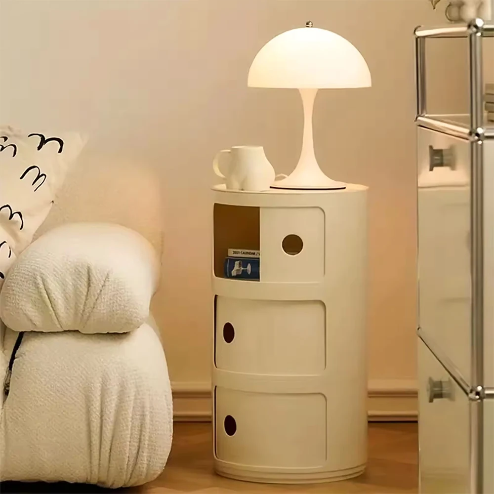 Podofo 3 أدراج خزانة مستديرة بجانب السرير خزانة طاولة حديثة منظم أثاث لغرفة النوم وغرفة المعيشة وتخزين المطبخ #1